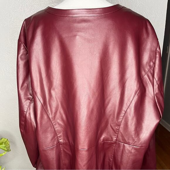 Catherines Black Label Faux Burgundy Color Leather Jacket 3X - 26 28W - Picture 4 of 9